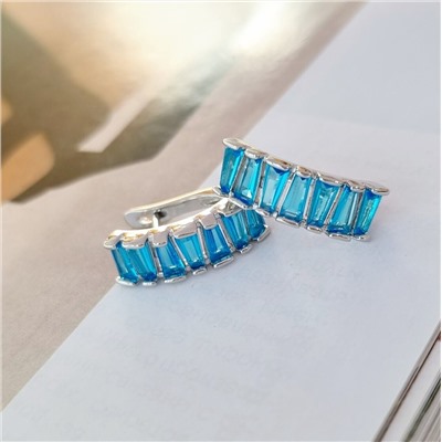Серьги коллекция "Дубай"  покрытие посеребрение, камень голубой блестящий, 371402, арт. 847.267
