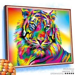 Алмазная мозаика на подрамнике 40x50 Тигр разноцветный / YSG1336 /уп 30/