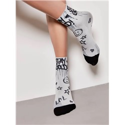 CONTE FANTASY Плотные носки с черным мыском и рисунком «Stay»