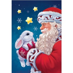 Картина по номерам на холсте с подрамником «Дед Мороз с кроликом» 20х30 см