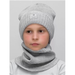 Комплект весна-осень для мальчика шапка+снуд Бадди (Цвет светло-серый), размер 54-56