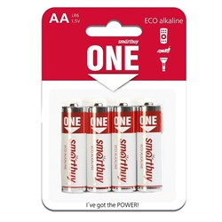 Батарейка AA Smart Buy LR6 ONE (4-BL) (48/480) ЦЕНА УКАЗАНА ЗА 4 ШТ