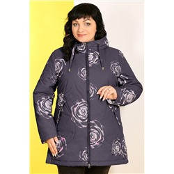 Куртка женская с цветочным принтом темно-серая