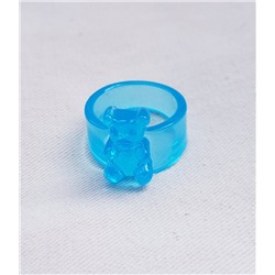 Модное кольцо с мишкой, цвет синий, арт.032.211