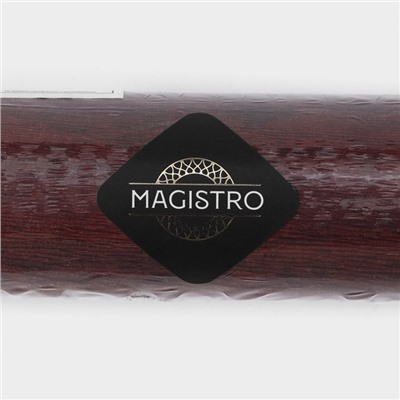 Скалка деревянная Magistro, 43×4 см, вращающаяся, с фигурными ручками, акация