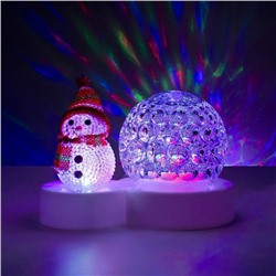 Световой прибор «Снеговик с прозрачным шаром» 9.5 см, свечение мульти, 220 В