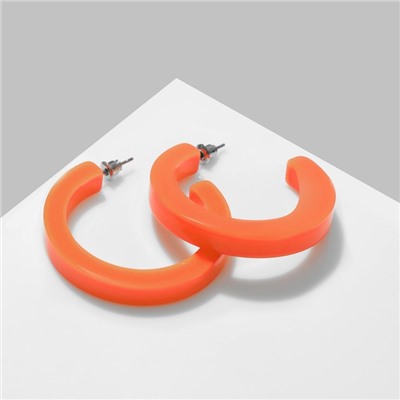 Серьги акрил "Кольцо", цвет оранжевый, d=3 см