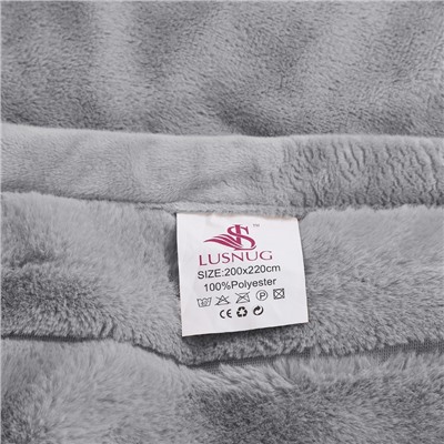 Плед пушистый Lusnug теплый мягкий Серый 2019-C16 200x220