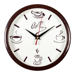 Часы настенные, интерьерные "Coffee", d-22 см, бесшумные, корпус коричневый