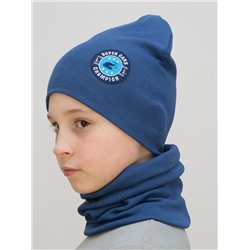 Комплект для мальчика шапка+снуд Champion (Цвет синий), размер 52-54,  хлопок 95%