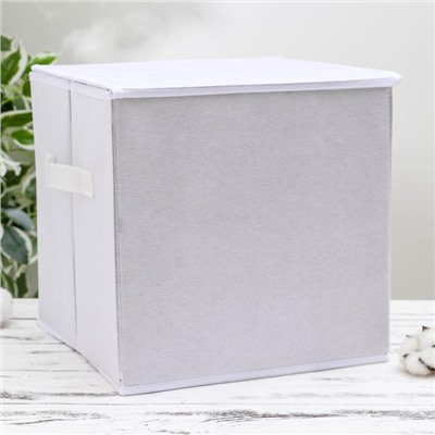 Короб стеллажный для хранения с крышкой «Слонёнок», 25×25×25 см, цвет серый