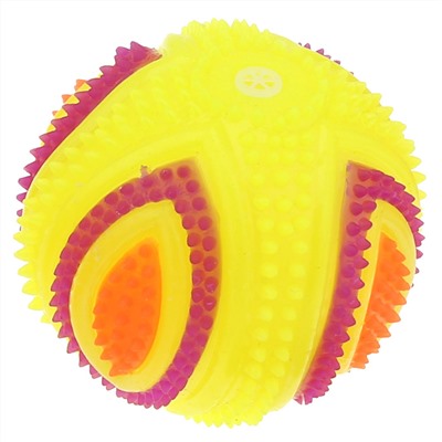 "Пэт тойс (Pet toys)" Игрушка для собаки "Мяч массажный" д7,5см h7,5см, ПВХ, с пищалкой, светящаяся, на картоне, цветная, цвета в ассортименте: зеленый, желтый, коралловый, фуксия (Китай)