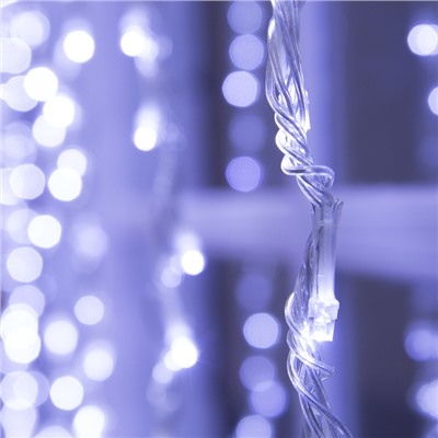Гирлянда «Водопад» 2 × 1.5 м, IP44, УМС, прозрачная нить, 400 LED, свечение белое, 8 режимов, 220 В
