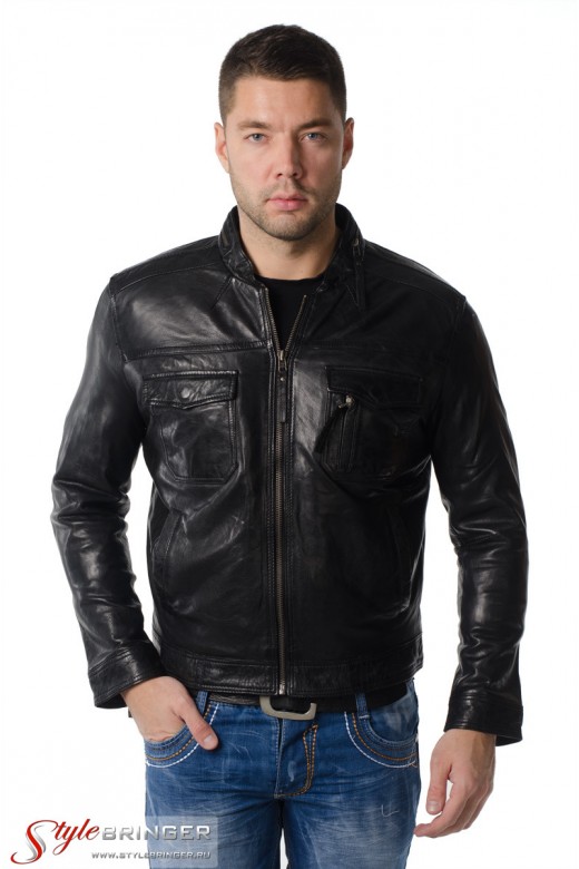 Куртка кожаная ARBEX M122 black.
