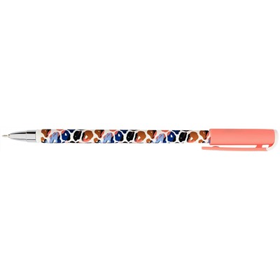 Ручка шариковая 0.5 LOREX WILD PRINT на масляной основе, круглый прорезиненный корпус, синие чернила, игловидный наконечник