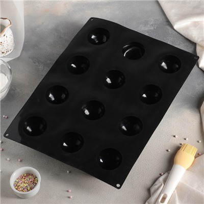 Форма для муссовых десертов и выпечки 40×30 см «Портофино», 12 ячеек (7×7см), цвет чёрный
