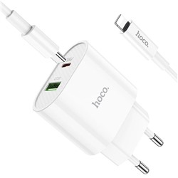 Адаптер Сетевой с кабелем Hoco C95A PD QC3.0 USB/Type-C 3A/20W (Type-C/Lightning) (white)