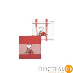 QXK G68 RE/2p 45*70 Дуэт Комплект полотенец SOAVITA kitchen Вафельное полотно (Красный)