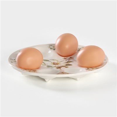 Подставка фарфоровая для яиц Доляна «Цветы шиповника», d=20 см