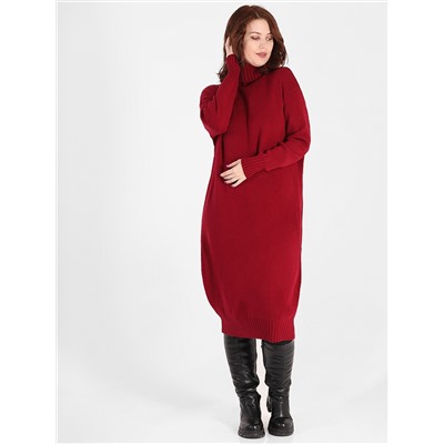 Платье-свитер бордового цвета женское