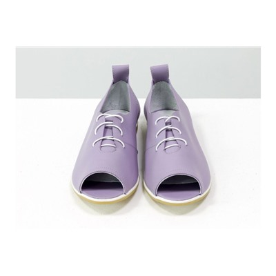 Невероятно легкие туфли с открытым носиком из натуральной кожи нежного лавандового цвета на светлой эластичной подошве, Т-17415-10