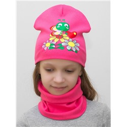 Комплект для девочки шапка+снуд Бабочка на ромашках, размер 48-50,  хлопок 95%