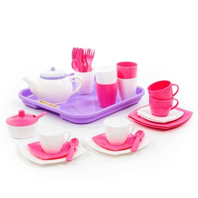 Набор детской посуды «Алиса», с подносом на 4 персоны, 35 элементов