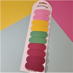Набор заколки для волос "клик-клак" овальные 10 шт, цвет: бордовый, зеленый, желтый, розовый, арт. 061.445