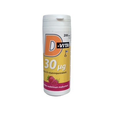 Витамины D-Vita малина клубника 30 µg 200 таб