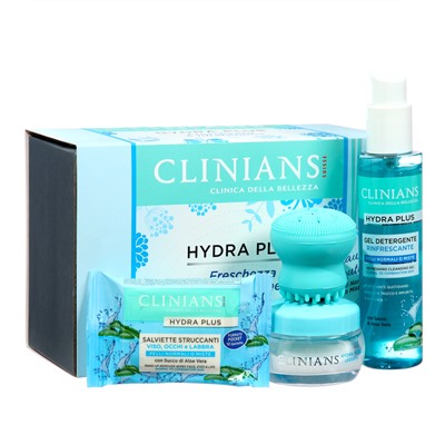 Подарочный набор женский Clinians Hydra Plus:Крем+Гель для умывания+Салфетки+Щетка для лица