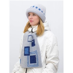 Комплект зимний женский шляпа+шарф Ариель (Цвет серый), размер 56-58, шерсть 70%