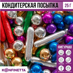 Посыпка кондитерская фигурная: золотая, фиолетовая, зеленая, синяя, 25 г.