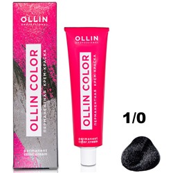 OLLIN COLOR Перманентная крем-краска для волос 1/0 иссиня-черный 60 мл
