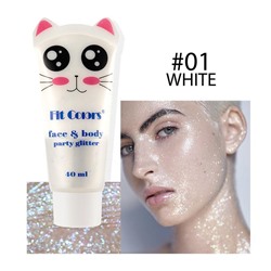 Жидкий хайлайтер Fit colors face & body party glitter 40мл, тон 01