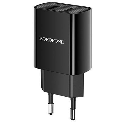 Адаптер Сетевой с кабелем Borofone BA53A Powerway 2USB 2,1A/10W (USB/Lightning) (black)