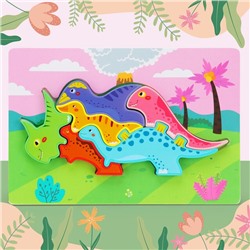Цветная трехмерная головоломка-пазл Динозавр в Лесу