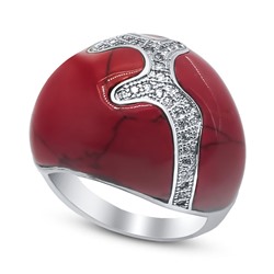Серебряное кольцо с кораллом пр. и куб.цирконием