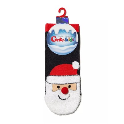 Conte-Kids Короткие новогодние носки "Санта-Клаус" с пушистой нитью и помпоном