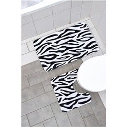 Набор ковриков для ванной и туалета Доляна «Зебра», 2 шт: 40×45, 50×80 см