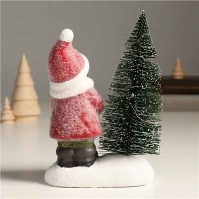 Сувенир керамика свет "Снеговик со снежком у ёлочки" 12х9х26 см