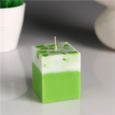 Свеча- куб "Жасмин- Зелёный чай" ароматическая, 5×6 см