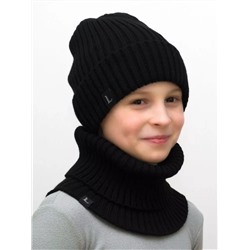 Комплект весна-осень для мальчика шапка+снуд Ники (Цвет черный), размер 52-56