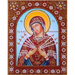 Алмазная живопись икона фигурными стразами Пресвятая Богородица Семистрельная 20х25