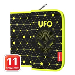 ErichKrause® Пенал-книжка с наполнением "UFO" 110x205x25 мм салатовый арт.52540