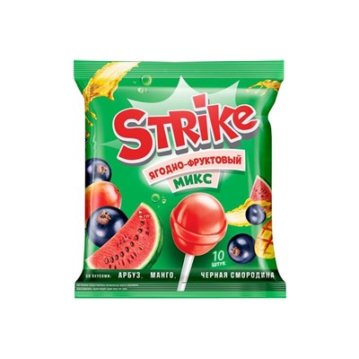 «Strike», карамель на палочке «Ягодно-фруктовый микс», 113 г