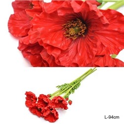 Цветок искусственный Мак 94 см / JY-14P /уп 12/144/ латекс /диаметр 15см