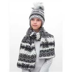 Комплект зимний для девочки шапка+шарф Анютка (Цвет темно-серый), размер 52-54, шерсть 70%