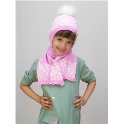 Комплект зимний для девочки шапка+шарф Милочка (Цвет светло сиреневый), размер 48-50, шерсть 30%