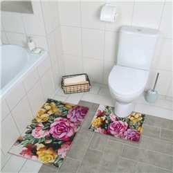 Набор ковриков для ванны и туалета «Акварель пионы», 2 шт: 40×50, 50×80 см