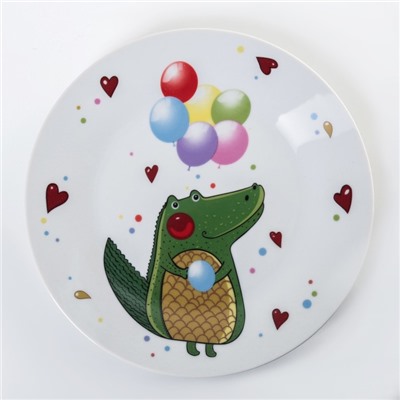 Набор детской посуды «Крокодильчик», 3 предмета: кружка 230 мл, миска 400 мл, тарелка 18 см